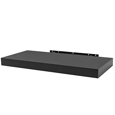 Image of WOLTU Floating Shelves, Black Shelves for Wall with Strong Bracket,Ideal Home Decor Accessories Bedroom,Living Room,Office,Bathroom,Kitchen,Wood,70cm RG9369sz