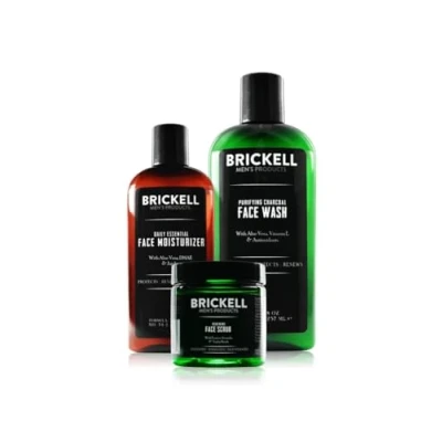 Image of Brickell Men&#039;s Daily Advanced Face Care Routine II, Activated Charcoal Facial Cleanser, Scrub, Moisturizer Lotion, Natural and Organic, Unscented