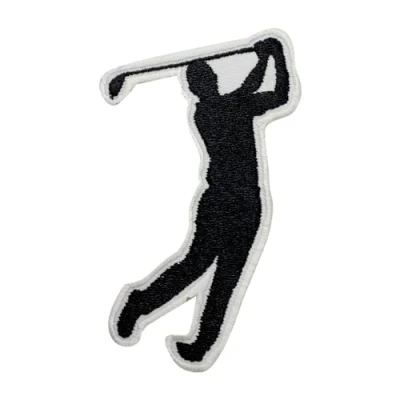 Image of WASPRO Golf Player Patch, Silhouette, Patch Embroidered Iron on Sew Badge for Clothes etc. 9.5x5.5cm