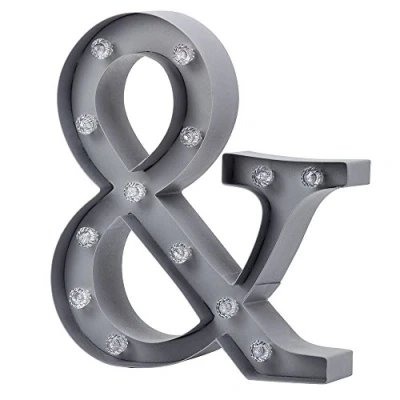 Image of Integrated LED Novelty Ampersand Table Wall Mood Lights Vintage Style Litecraft (Grey, Single)