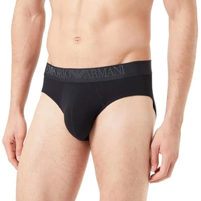 Image of Emporio Armani Men&#039;s Brief Rubber Pixel Logo Boxer, Black, L