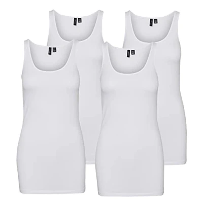 Image of VERO MODA Women&#039;s top White Pack of 4 (4 x Bright White), M