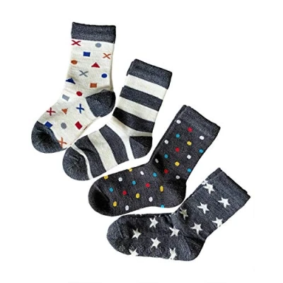 Image of vitsocks Kids MERINO Wool Warm Socks (4x Multipack) Boys &amp; Girls, Soft Cushioned Sole, multipack1, 12.5 2