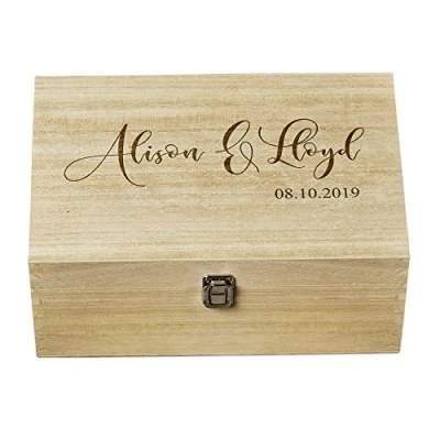 Image of Raised Words Wooden Personalised Keepsake Memory Box Wedding Anniversary