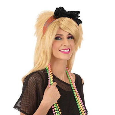 Image of Bristol Novelty BA264 Lace Headband For Women Orange 80s Neon, One Size