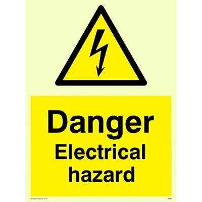 Image of Viking Signs WE67 A5P PV &quot;Danger Electrical Hazard&quot; Sign, Photoluminescent Sticker, 200 mm H x 150 W