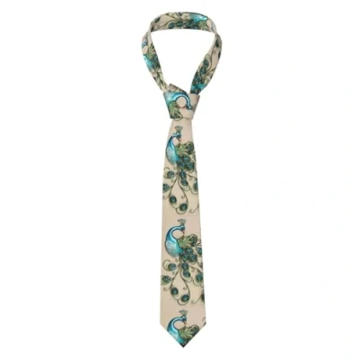Image of Classic Men&#039;S Silk Tie Necktie Woven Jacquard Neck Ties Solid Satin Mens Formal,Peacock Pattern