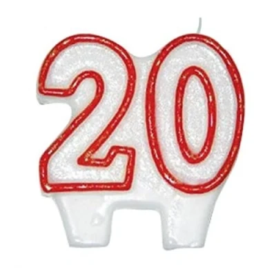Image of amscan International Glitter Numeral Candle 20, Red