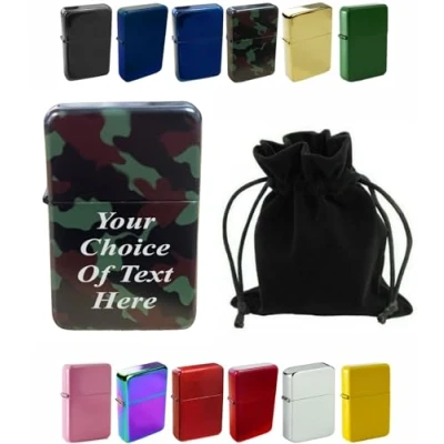 Image of Personalised Engraved Lighter for Birthday, Fathers Day, Anniversary, Choice of Colours With Luxury Gift Pouch Packaging (Camouflage)