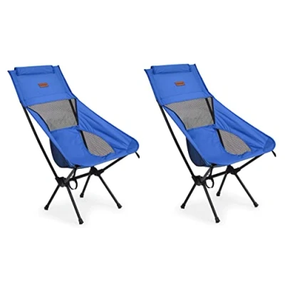 Image of Rainberg Ultra Lightweight High Back Camping Chair, Folding Chairs for Adults, Foldable Garden Outdoor Picnic BBQ Chairs. (Pack of 2, Blue)