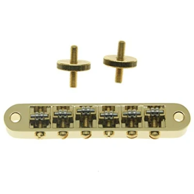Image of KAISH Gold Guitar Roller Saddle Bridge Tune O Matic For Les Paul,SG,ES Dot,Gretsch Bigsby with M4 Threaded Posts