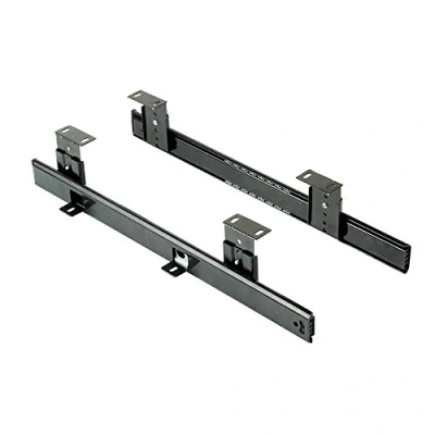 Image of Emuca Ball Bearing Runners for underdesk keyword Platform/Shelf/Drawer, Height Adjustment Keyboard Holder kit, Steel, Black zinc Plated, 20 ut