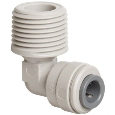 Image of John Guest Rigid Elbow 3/8 inch Tube OD x NPTF Male Thread (one supplied)