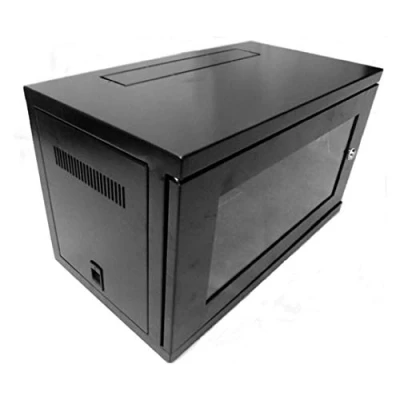 Image of LMS Data Server Rack Cabinet 12U 450mm Deep Wall Mounted 19 Inch Black Storage for Home, Office, Room Computer Equipment with Glass Door, Removable Side Panels, Front Rear Lockable