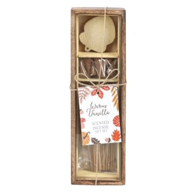 Image of Autumn Acorn Warm Vanilla Incense Gift Set Relaxing Aromatherapy with Natural Fragrance Oils, Perfect for Home and Gifting, 50 Sticks in Decorative Holder