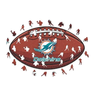 Image of Iconic Puzzles, Miami Dolphins crest, 100% eco sustainable wooden puzzle with official license, size L, 500 pieces