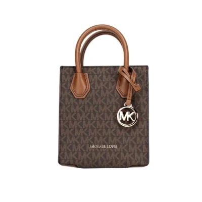 Image of Michael Kors Mercer Extra Small Pebbled Leather Crossbody Bag (Brown)