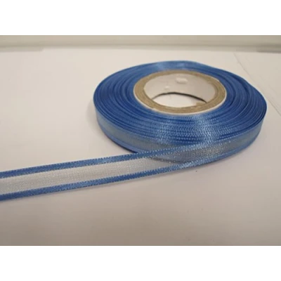Image of 1 roll of 10mm Edged Organza Ribbon x 25 metres Cornflower Blue Double Sided Satin Edge Sheer 10 mm 1cm