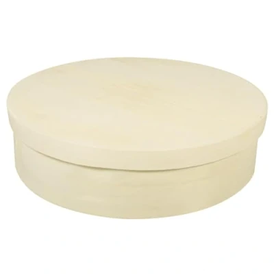 Image of Rayher 62397000 Unfinished Round Wood Chip Box with Lid, Plain Wooden for Crafts, DIY Jewellery Box, Diameter 20cm, 62400000