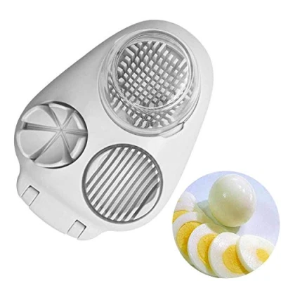 Image of Doubleer Multi Boiled Egg Slicers 3 In 1 Slicer Cutter,Wedging Eggs Multifunctional Kitchen Tool Stainless Steel Slicing and Wedger Dual Dicer Salad