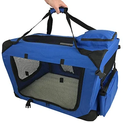 Image of RayGar Pet Carrier Soft Crate Portable Foldable Fabric Blue Small