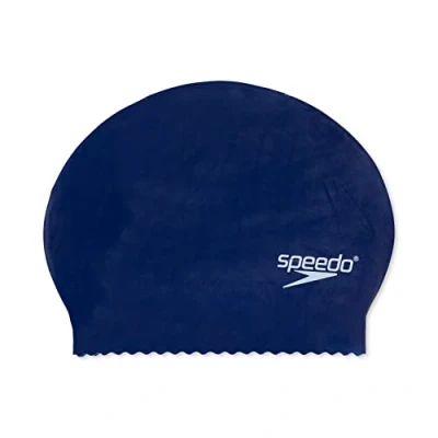 Image of Speedo unisex Latex Solid Cap, Navy, One Size swim caps, US