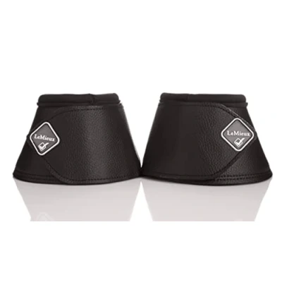 Image of LeMieux Leather WrapRound Overreach Horse Boots Over Reach or Bell for Horses Protective Gear and Training Equipment Equine Boots, Wraps &amp; Accessories (Black/XXLarge)