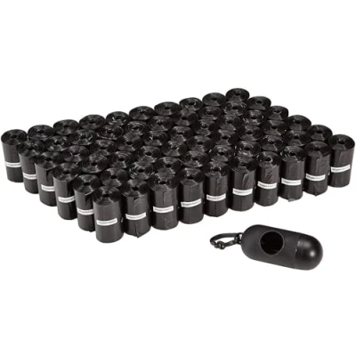 Image of Amazon Basics Dog Poop Bags with Dispenser and Leash Clip, Unscented 900 Pack, 33 x 23cm, Black