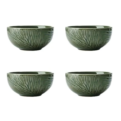 Image of Mikasa Jardin 4 Piece Dip Bowl Set, Bowls for Entertaining and Parties, Green Stoneware Serving Bowls, 10cm Gift Boxed