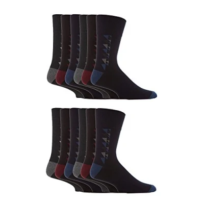 Image of 12 Pairs men&#039;s gentle grip no elastic socks 6 11 uk, 39 45 eur, Plain Colours (MGG34)