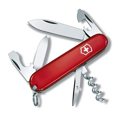 Image of Victorinox Spartan Swiss Army Knife, Camping Pocket Knives, Medium, Multi Tool, 12 Functions, Blade, Bottle Opener, Red