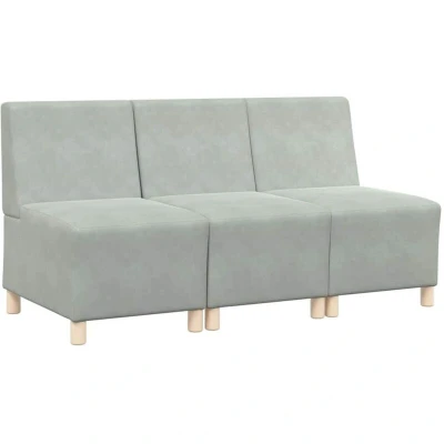 Image of vidaXL Sofa Chairs 3 pcs Light grey 55 x 74 82 cm Velvet