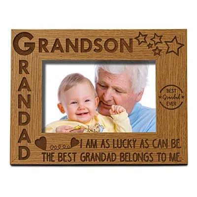 Image of ukgiftstoreonline Grandad and Grandson Wooden Photo Frame Gift FW456 (8 x 10 Inch)