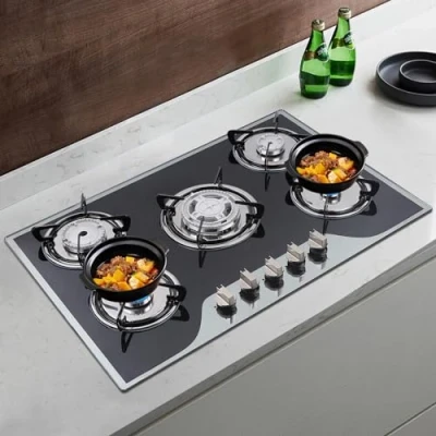 Image of 5 Burner Gas Hob Built in Burners with Wok Cooker Campervan Cooktops Cookers