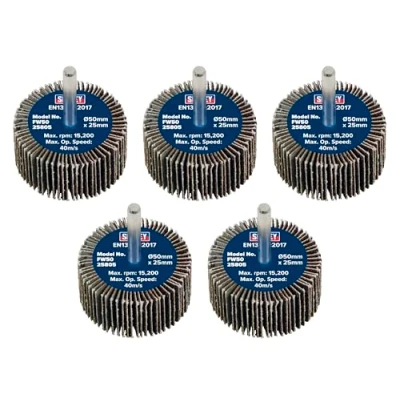 Image of Sealey Abrasive Flap Wheel Ø50 x 25mm 80Grit Ø6mm Shaft Pack of 5