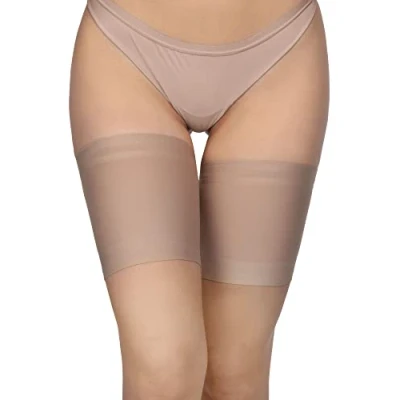 Image of Annes styling Women elastic thigh bands anti chafing prevent rubbing Satin and lined protector slip silicone Visone L