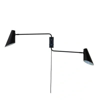 Image of Dyberg Larsen wall lamp Cale, black, metal, 2 bulb