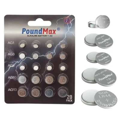 Image of 20 x AG1 AG3 AG4 AG10 AG13 PoundMax Alkaline Mixed Battery