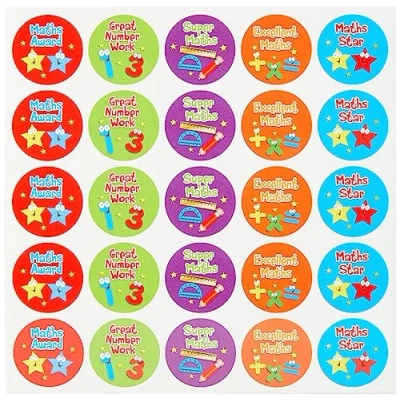 Image of SuperStickers Maths Awards Variety Sticker (Pack of 125 x 28mm Stickers),DMS13817