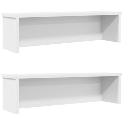 Image of vidaXL kitchen racks stackable shelves white 50x15x16 cm engineered wood space saving storage for kitchen, office, bathroom organization modern style