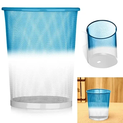 Image of ARA CHOICE Colourful Mesh Waste Bins Rubbish Paper Wastebasket Trash Can Dustbin for Home Office Durable and easy to use Recycling Bin Bedrooms Multi Colour. (Sky Blue)