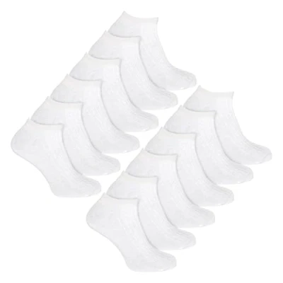 Image of Kids 12 Pack 100% Cotton Trainer Socks Sock Snob Short Low Cut Ankle for Boys &amp; Girls (9 12, White)