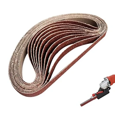 Image of FEVERWORK 10pcs 60 to 600 Grit 15mm x 452mm Sanding Belts for Angle Grinder Belt Adapter 240