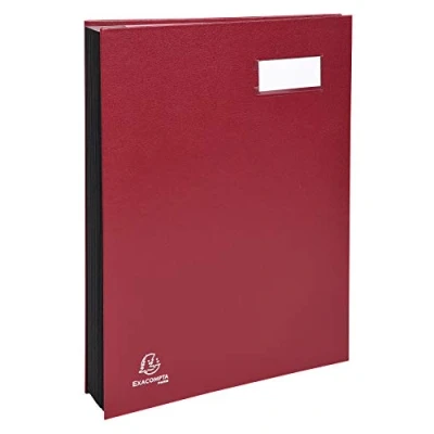 Image of Exacompta Ref. 22180E 1 executive signature canvas gusseted back label holder plastic cover 18 pink card compartments with 3 perforations 24x32 cm random colours