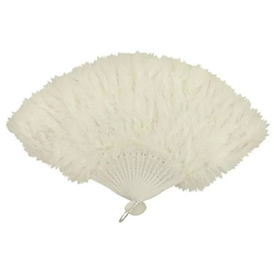 Image of WHITE FEATHER HAND FAN LADIES BURLESQUE FANCY DRESS COSTUME