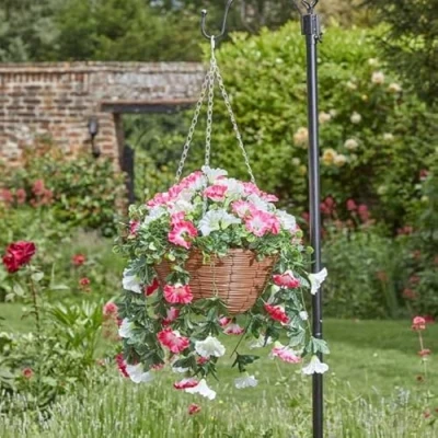 Image of Garden Mile 30cm Hanging Basket Artificial Flowers Décor Fake Floral &amp; Foliage Chain Colourful Indoor Outdoor Patio, Home, Decoration Weather UV Resistant (Summer Bloom)