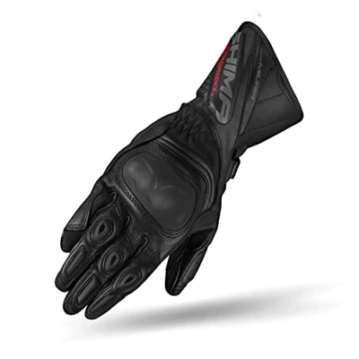 Image of SHIMA MIURA Motorbike Gloves Womens Leather Long Biker Armoured Protectors Motorcycle Perforated Ventilated Reinforced Touchscreen Motorsport Ladies Glove Motorbikes Summer (Womens, Black, XS)