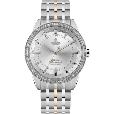 Image of Vivienne Westwood Mixed Metal EastEnd Crystal Bracelet Watch Rose Gold