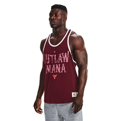 Image of Under Armour x Project Rock Outlaw Mana Mens Burgundy Tank Top Cotton Size Medium