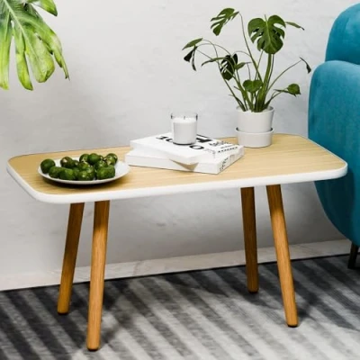 Image of loyliawa Coffee Table, Tables for Living Room, Small Spaces, Mid Century Modern Tea Room Center Minimalist Display Table Wooden Color